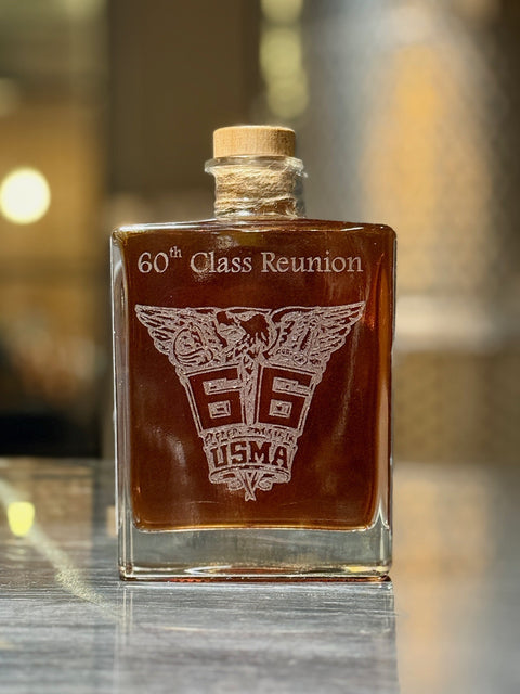 USMA Class of 1966 Class Crest Version Decanters Plus Glencairn Engraved Glasses