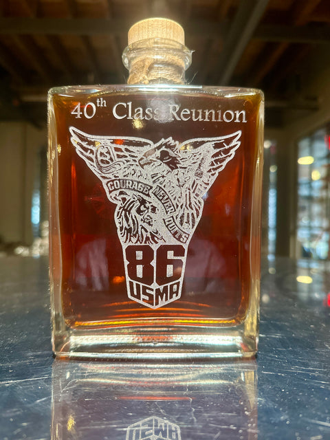 USMA Class of 1986 Class Crest Version Decanters Plus Glencairn Engraved Glasses