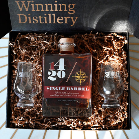 1420 Luxury Bourbon Box - Single Barrel + 2 glencairn glasses